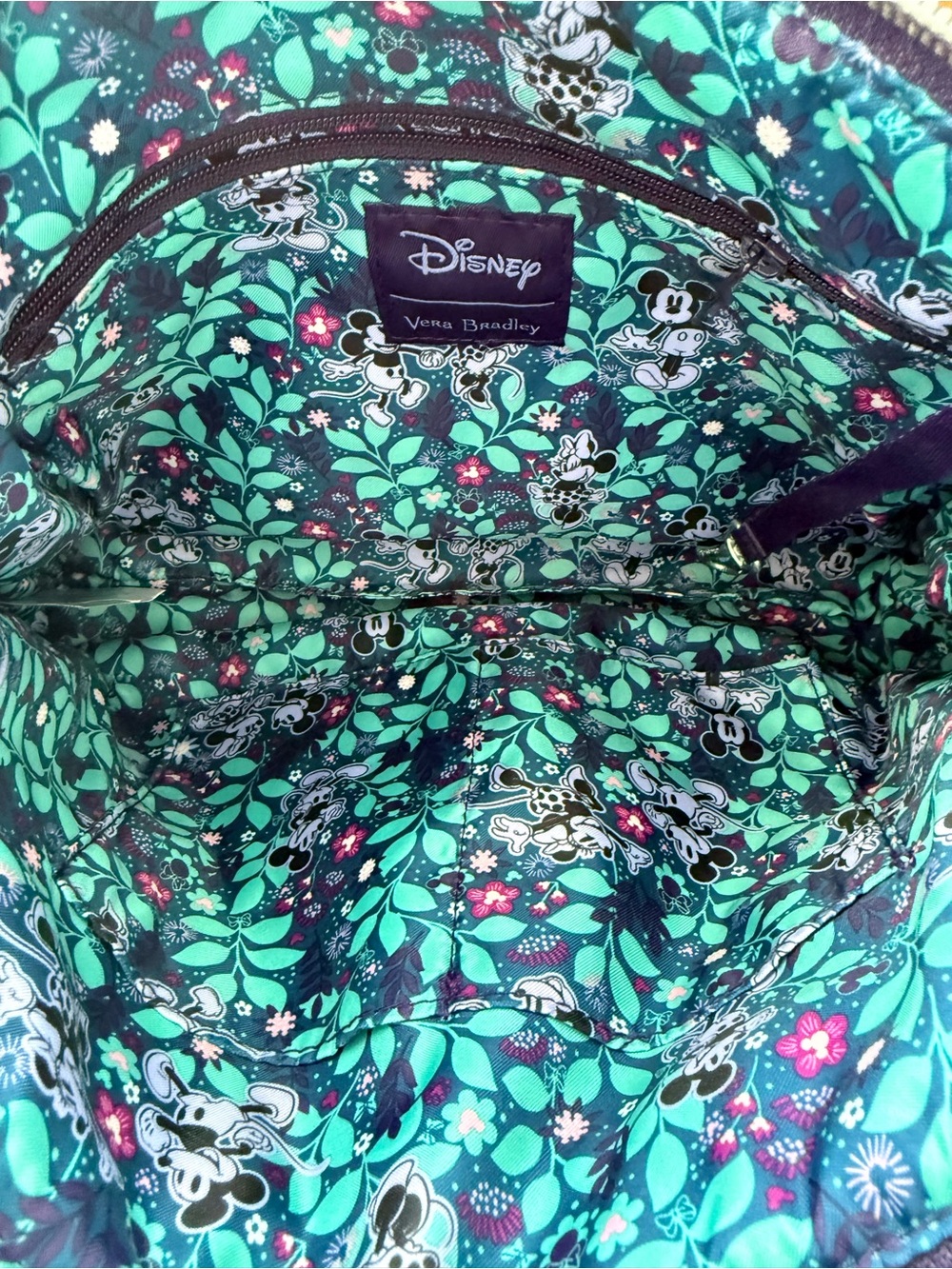Vera Bradley Disney Flirty Floral Tiple Zip Shoulder Bag - Picture 9 of 11